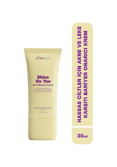 She Vec Shine On You Azelaik Asit Hassas Ciltler İçin Akne ve Leke Karşıtı Bariyer Koruyucu Krem 30 ML