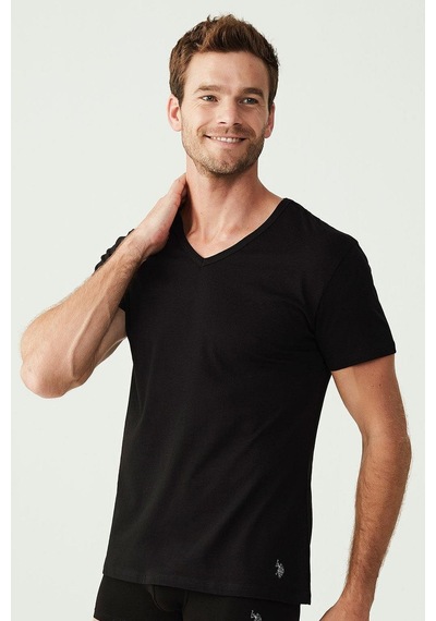 U.S. Polo Assn. U.s Polo Assn. 90001 Erkek Battal 2'li V Yaka T-shirt-siyah Siyah