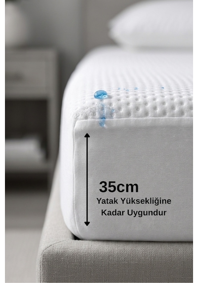 3d-fitted %100 Sıvı Geçirmez Sessiz Full Kenar Yatak Alezi Tek/çift Kişilik, Çocuk Ve Bebek Koruyucu Beyaz