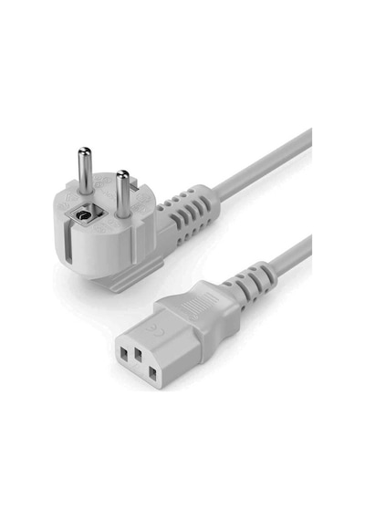 100 Adet - C13 Bakır Power Kablo - Kasa Monitör Elektrik Güç Kablosu - Gri - 1.8mt