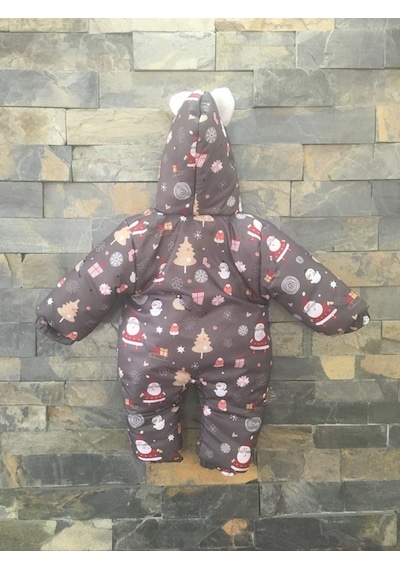 Baby & Baby Unisex Sevimli Noel Baba Ve Arkadaşları Temalı Pamuklu Kozmonot Bebek Tulum Çok Renkli