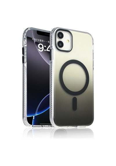 Apple Uyumlu iPhone 11 Kılıf M-safe Şarj Özellikli Transparan Renk Geçişli Zore Toros Kapak Siyah