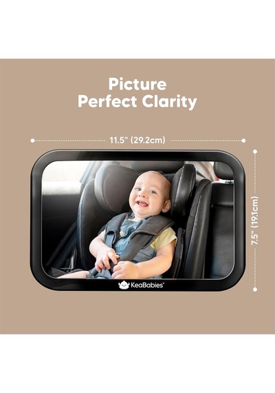 Keababies 360 Bebek Araba Aynası, Kırılmaz, Şık Siyah, Güvenli ve Geniş Görüş Arabada Bebek Var Sticker