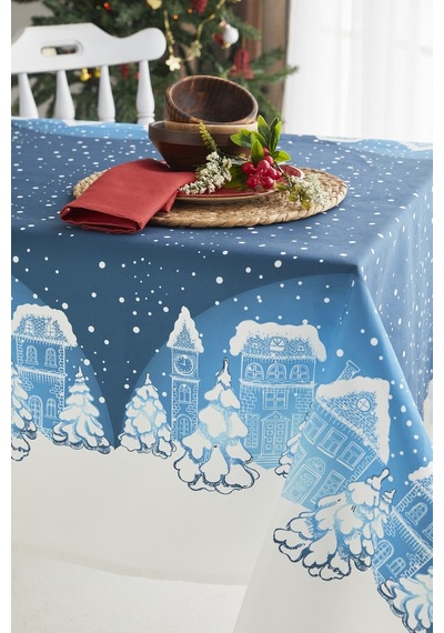 Ays Home Mavi Christmas Yılbaşı Yemek Masa Örtüsü