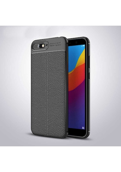 Huawei Y6 2018 Kılıf Deri Tarzı Niss Silikon Case