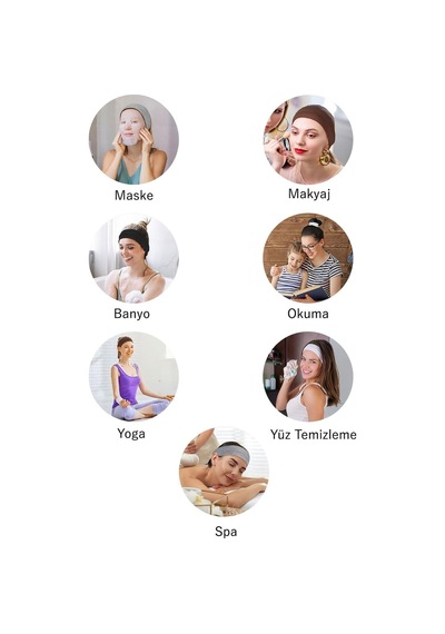 4'lü Saç Bandı - Elastik Kaymaz İnce Esnek Pamuk Emici Kadın Saç Bandı Bandana, Unisex Spa Koşu Dans Yoga Pilate Genel