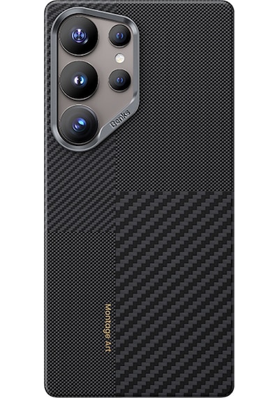 Galaxy Uyumlu S25 Ultra Kılıf Magsafe Şarj Özellikli Karbon Fiber Benks Montage Armorair Kevlar Kapak Siyah