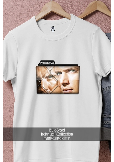 Oversize Prison Break Tasarımlı Unisex T-shirt Beyaz