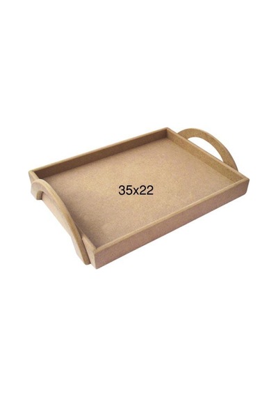 Ahşap Kulplu Tepsi 35X22Cm T718