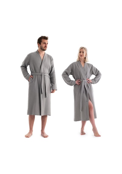 Unisex Kimono Bornoz - Gri