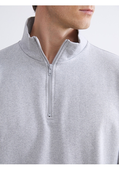 LC Waikiki Lc Waıkıkı Gri Fermuarlı Dik Yaka Uzun Kollu Erkek Sweatshirt