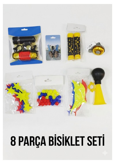 8 Parça Bisiklet Seti Bisiklet Aksesuarı Çok Renkli
