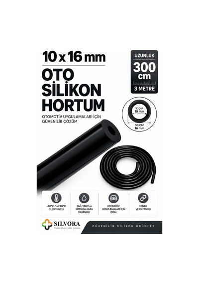 Silikon Oto Vakum Ve Basınç Hortumu, Yedek Parça, Turbo, Sıcak Su, Sıcak Hava 10mmx16mm-3 Metre-siyah - 924155351