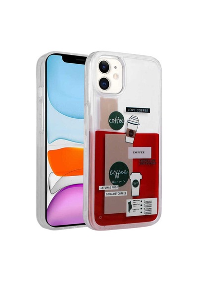 Apple Uyumlu iPhone 14 Kılıf Desenli Sıvılı Zore Drink Silikon Kapak NO1