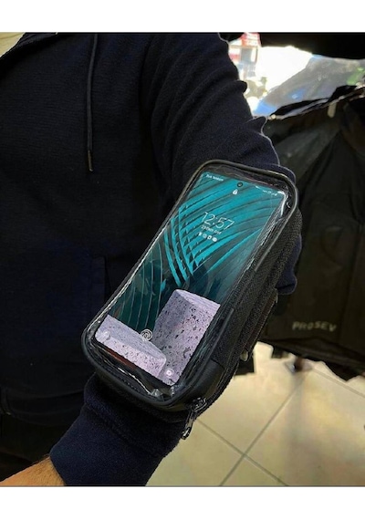 Motosiklet Kola Takılan Telefon Tutucu Kol Telefon Tutucu Su Geçirmez 6.7" Dayanıklı Siyah