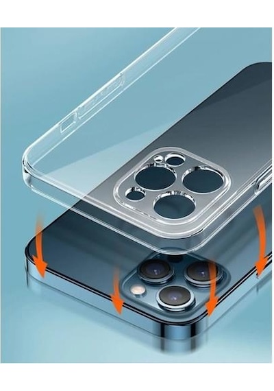 Apple Uyumlu iPhone 13 Pro Kamera Korumalı Tıpalı Silikon Kılıf Şeffaf