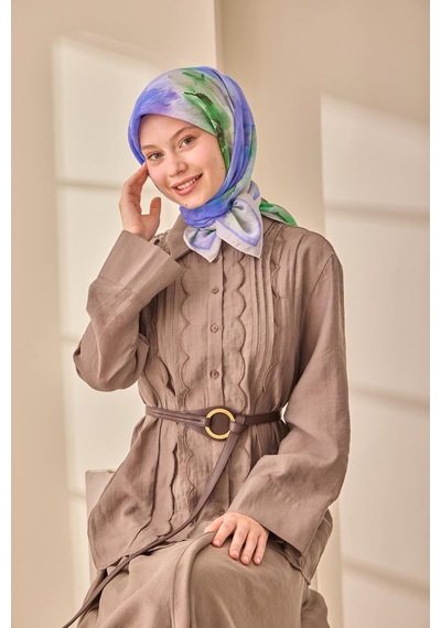 Silk Home Olinda İpek Eşarp 47004-18 Gri, Yeşil, Koyu Yeşil, Lila, Mor