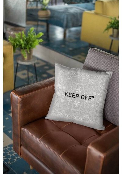 Gri Keep Off Çift Taraflı Yastık Kırlent Kılıfı Krl452n11