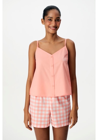 Penti Pembe Cozy Club Gingham Pamuklu Şort Pijama Altı