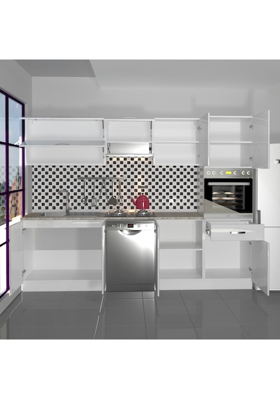 Decoraktiv Elite 280y Ankastre Boy Dolaplı Mdf Hazır Mutfak Dolabı - Tezgah Dahil - Parlak Beyaz Decoraktiv Elite 280y Ankastre Boy Dolaplı Mdf Hazır Mutfak Dolabı - Tezgah Dahil - Parlak Beyaz