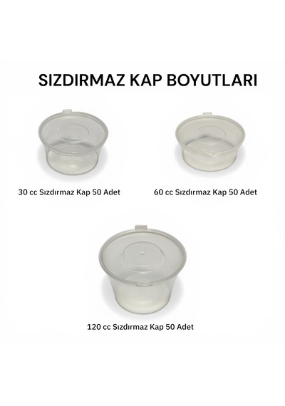 120 Cc Ekstra Kalın Kendinden Kapaklı Sızdırmaz Kase 50 Adet - Şeffaf Büyük Boy Sos Kabı