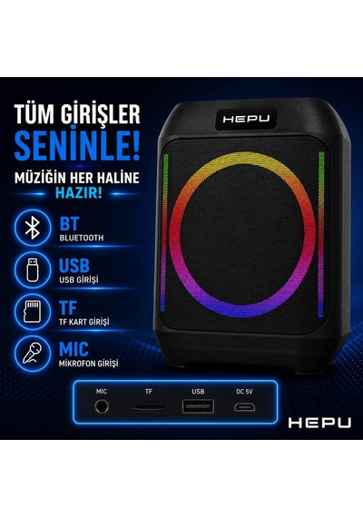 Hp-984 Taşınabilir Bluetooth Hoparlör 6.5 Hoparlör 10w Güç Rgb Işık Tws Destekli