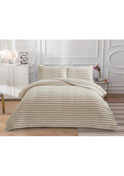 Soft Çizgi Çift Kişilik Yatak Örtüsü 260x240 Bej