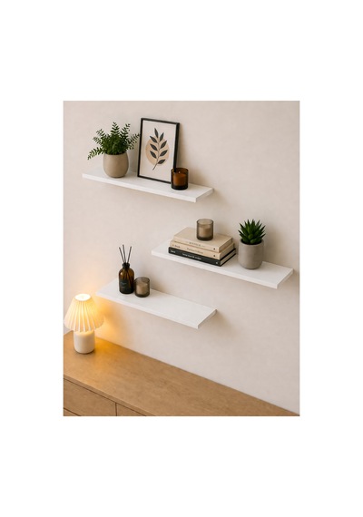 Harmony 3 Raflı Gizli Monte Uçan Raf 50 15 Cm Beyaz