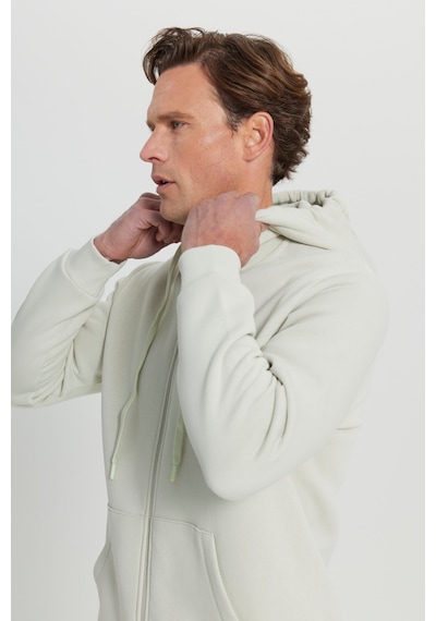 AC&Co / Altınyıldız Classics Erkek Bej Standart Fit Normal Kesim Kapüşonlu Fermuarlı  Sweatshirt Bej