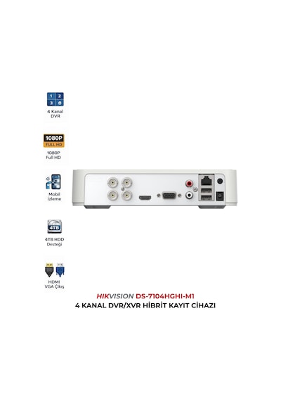 Ds-7104hghı-m1 4 Kanal Dvr İnsan Araç Sınıflandırma Destekli