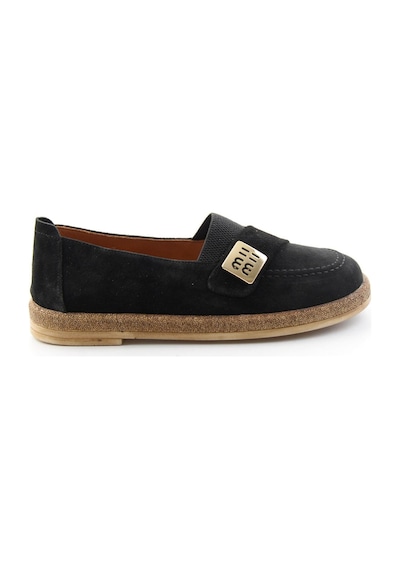 Siyah Süet Hakiki Deri Kadın Loafer Ayakkabı K01281035502