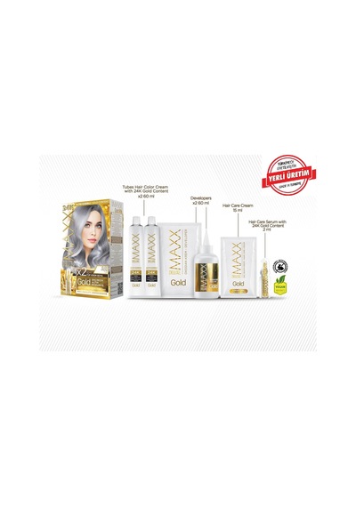 Gold Serisi 24k Altın Parçacıklı Serum İle 1 Kutu 2 X 50 Ml Ve Geliştiriciler Saç Boyası Füme Gri 0.01