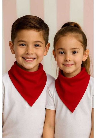 Herşeynota 1 Adet Kırmızı Düz Fular - Bandana - 23 Nisan, 29 Ekim, 30 Ağustos, 19 Mayıs Tören %100cotton Çok Renkli