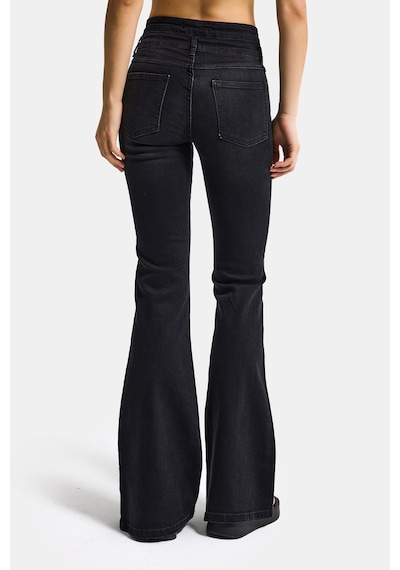 Itsbasic Kadın Koyu Füme 2s6-1 Flare Fit Esnek Elastan Kumaş Denim Jean