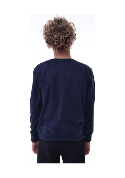 Lacivert Erkek Çocuk Sweatshirt Pamuklu Rahat Kalıp Günlük Model Lacivert