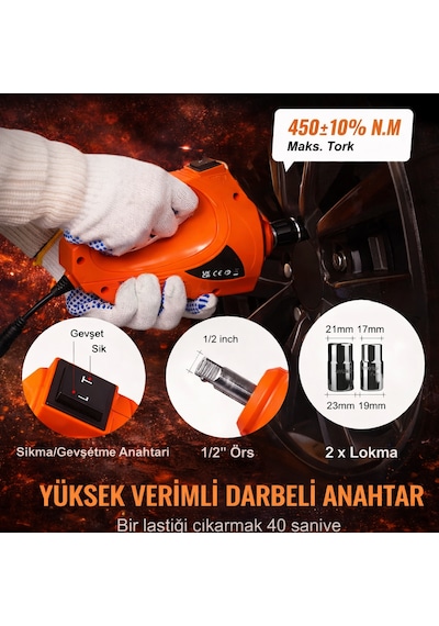 4 Ü 1 Arada Elektrikli Kriko Seti 5 Ton 150 Psı Hava Pompası Bijon Anahtarı Led 12v