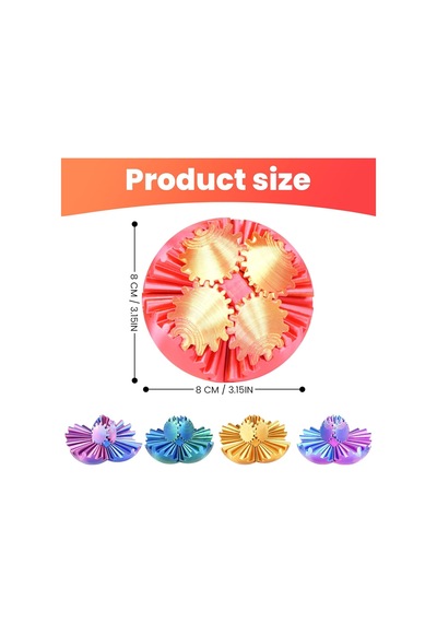 3d Baskılı Dişli Top Pla Malzeme, Stres Giderici Dönme Oyuncağı, Taşınabilir Spinner Küre Turuncu