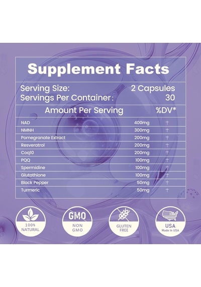 İngreens Powerful Antioxidants With Nad Nmnh Coq10 Resveratrol Spermidine Glutathione 60 Caps Aromasız