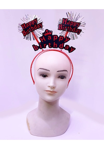 Happy Birthday Yazılı Püsküllü Neon Kırmızı Renk Doğum Günü Tacı 22x19 Cm - Zmff-52372 18