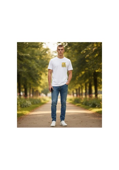 Urbantrendstore Unisex Minimal Desen Oversize Fit Rahat Geniş Salaş T-shirt Günlük Tişört Beyaz