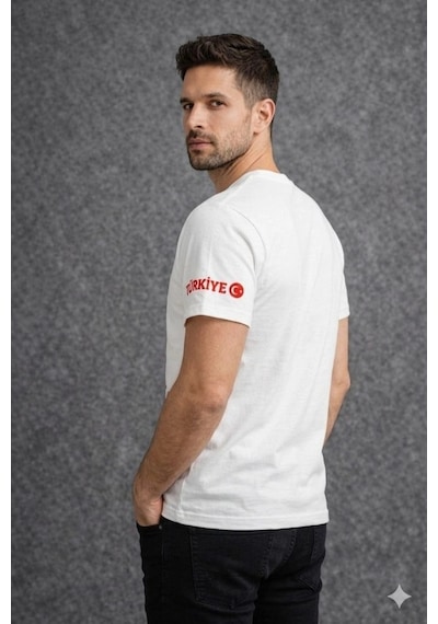 Novalisse Erkek Türkiye Ay Yıldız Baskılı 10 Numara Forma Tişört Taraftar T-shirt - Beyaz Çoklu Renk