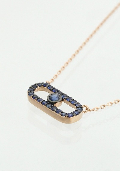 İris Safir Geometrik Kolye Rose Gold