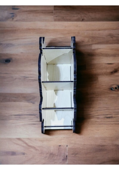 4 Bölmeli Ahşap Masaüstü Kalemlik Yılbaşı Konsept Hediyelik 8cmx13cmx23cm Ebat Organizer Noel Baba Çok Renkli