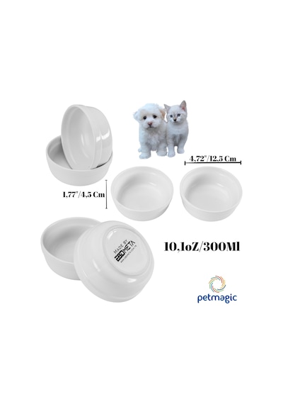 Petmagic Akrilik Pleksi Evcil Hayvan Beyaz Seramik Kaseli İkili Kedi Köpek Mama Su Kabı Neon