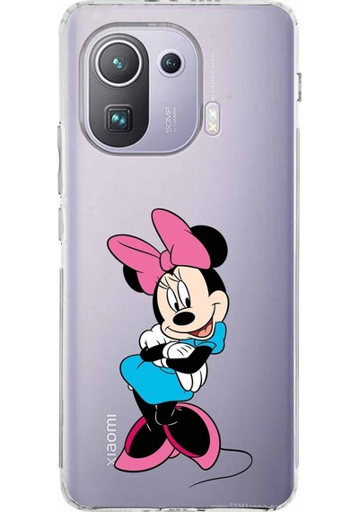 Xiaomi Mi 11 Pro Kamera Korumalı Kapak Minnie Mouse Tasarımlı Şeffaf Kılıf Şeffaf