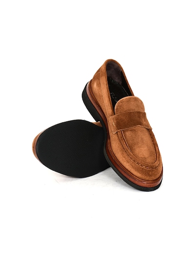 Tuna Hakiki Süet Deri Kahverengi Loafer Erkek Ayakkabı 39-44 No - 3524 Kahverengi