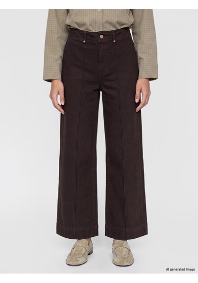 Lcw Modest Kahverengi Wideleg Kadın Jean Pantolon