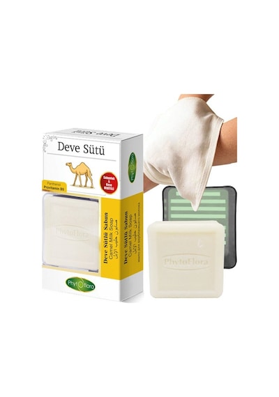 Phytoflora Deve Sütlü Sabun 125 G + Sabunluk + Kese