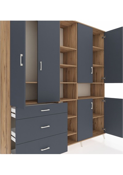 Hyperion Dolap 13 Raflı 3 Çekmeceli 6 Kapaklı 220x44x243 Çam-antrasit/antrasit Çok Renkli Hyperion Dolap 13 Raflı 3 Çekmeceli 6 Kapaklı 220x44x243 Çam-antrasit/antrasit Çok Renkli