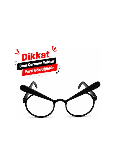 Minimal Retro Parti Gözlüğü Tekli Siyah Tasarım Eğlenceli Konsept Sert Plastik Hafif Gözlük Tüm Yaşlar